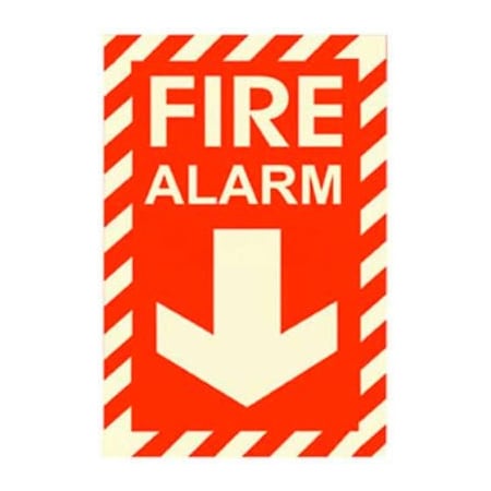 American Permalight Photoluminescent Fire Alarm Rigid PVC Sign, Non-Adhesive 600064